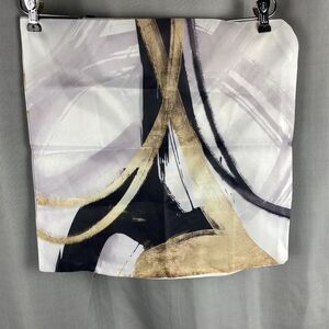 Geometric Pattern 18X18in Square Throw Pillow Cover Brown Black Gold White Nylon